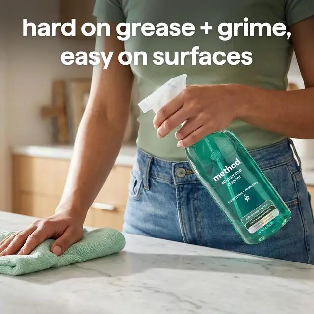 Alt view image 2 of 7 - Method All-Purpose Cleaner Spray, Eucalyptus + Rosemary- Cuts Grease & Grime on Counters, Glass, Sealed Wood & Floors, for Kitchen & Bathroom, 28fl oz, 4 pack