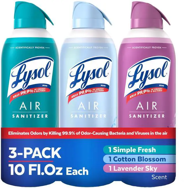 Main image of Air Sanitizer with Bacterial Odor Eliminator for Home & Office, Air Freshener Alternative, Simple Fresh + Cotton Blossom + Lavender Sky, 10 oz (Pack of 3)