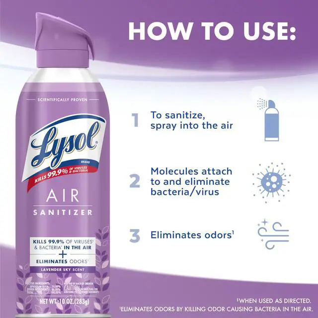 Alt view image 6 of 7 - Air Sanitizer with Bacterial Odor Eliminator for Home & Office, Air Freshener Alternative, Simple Fresh + Cotton Blossom + Lavender Sky, 10 oz (Pack of 3)