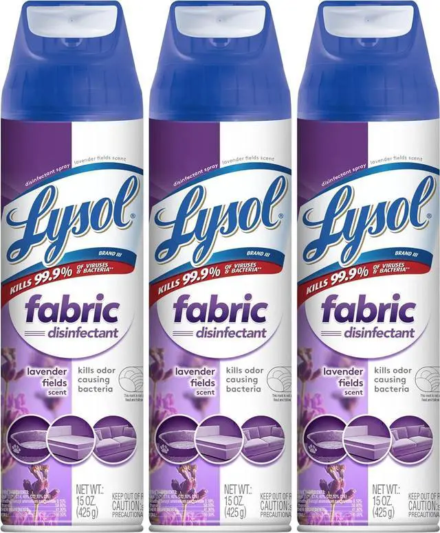 Main image of Fabric Disinfectant Spray, Sanitizing and Antibacterial Spray, For Disinfecting and Deodorizing Soft Furnishings, Lavender Fields 15 Fl. Oz (Pack of 3)
