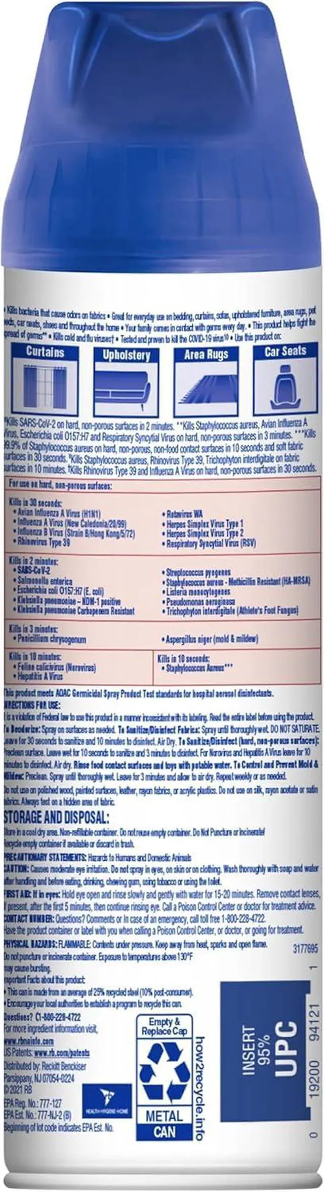 Alt view image 2 of 7 - Fabric Disinfectant Spray, Sanitizing and Antibacterial Spray, For Disinfecting and Deodorizing Soft Furnishings, Lavender Fields 15 Fl. Oz (Pack of 3)
