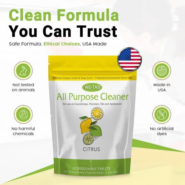 Alt view image 4 of 7 - All Purpose Cleaner Concentrate Refill, Multi Surface Clean Refill, Non-toxic Cleaning Tablets 12-pack. Makes 192 fl oz (12x16Fl oz) Bottles of Spray Cleaner for Household, Bathroom & Kitchen Cleaning