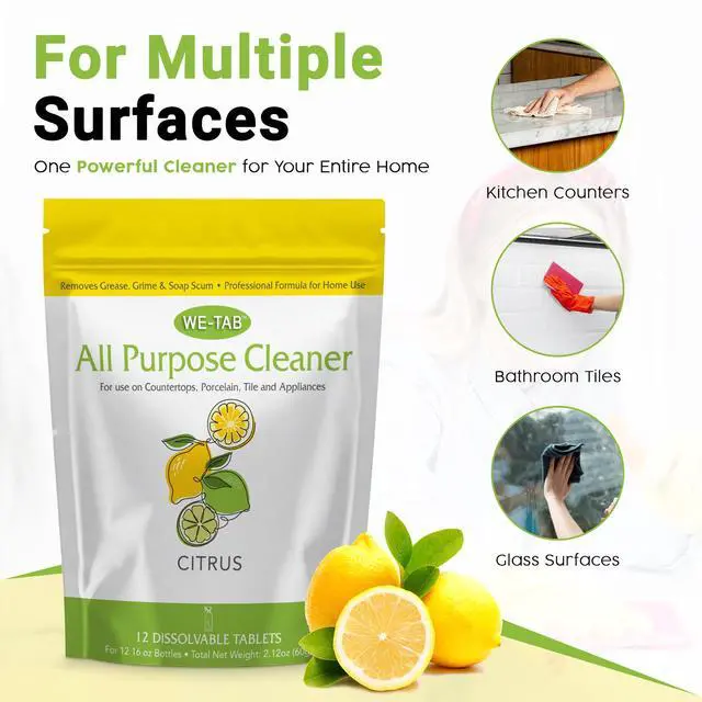 Alt view image 7 of 7 - All Purpose Cleaner Concentrate Refill, Multi Surface Clean Refill, Non-toxic Cleaning Tablets 12-pack. Makes 192 fl oz (12x16Fl oz) Bottles of Spray Cleaner for Household, Bathroom & Kitchen Cleaning