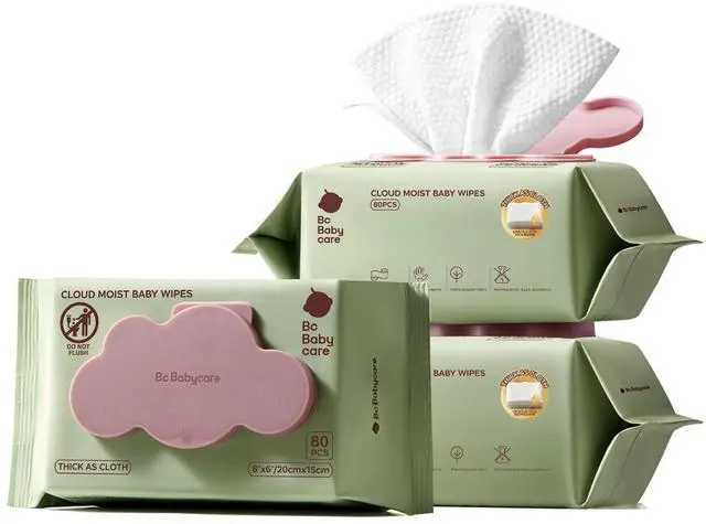 Main image of Cloud Moist Baby Wipes, Thick & XL, 99% Water, Ultra-Hydrating, Unscented, Hypoallergenic for Sensitive Skin, Biodegradable, 3 Flip-Top, 240 Count