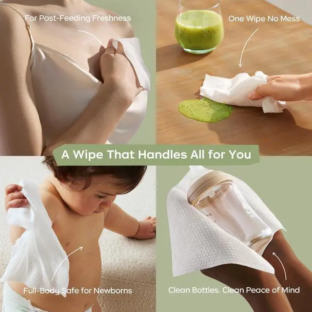 Alt view image 3 of 7 - Cloud Moist Baby Wipes, Thick & XL, 99% Water, Ultra-Hydrating, Unscented, Hypoallergenic for Sensitive Skin, Biodegradable, 3 Flip-Top, 240 Count