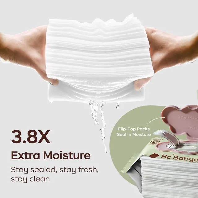 Alt view image 6 of 7 - Cloud Moist Baby Wipes, Thick & XL, 99% Water, Ultra-Hydrating, Unscented, Hypoallergenic for Sensitive Skin, Biodegradable, 3 Flip-Top, 240 Count