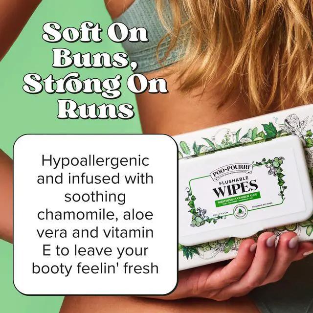 Alt view image 4 of 7 - Flushable Wipes - Made with Plant Based Fibers, Aloe, Vitamin E, Chamomile, and Oat Extract - Adult Wet Wipes - Cucumber & Aloe Essential Oil - 50 count Dispenser Box - Sewer & Septic Safe