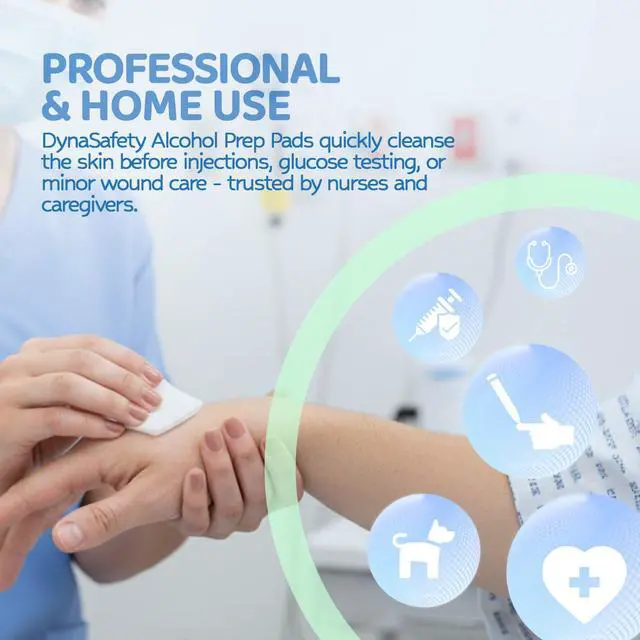 Alt view image 3 of 7 - DynaSafety Sterile Alcohol Prep Pads - Large - 70% Isopropyl Alcohol, Individually Wrapped, Soft Cleaning Wipes - 100 per Box