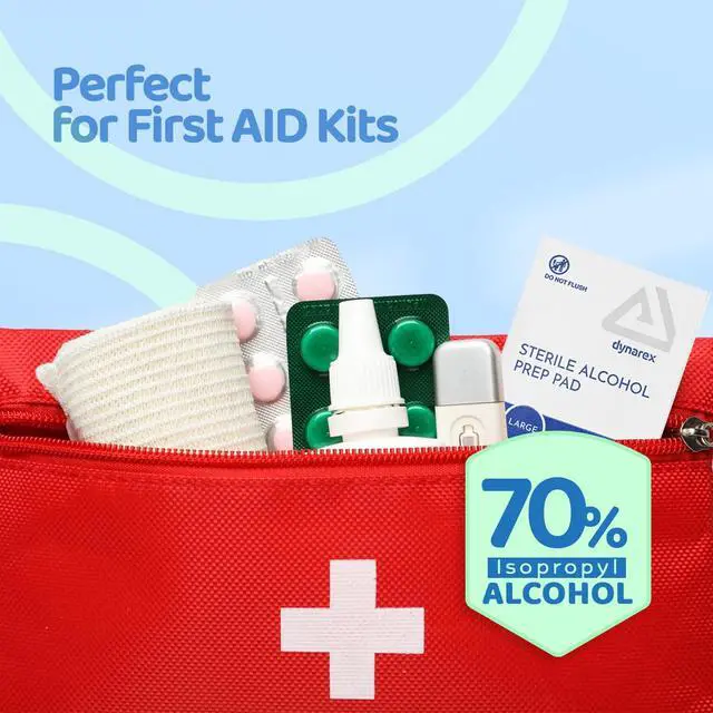 Alt view image 5 of 7 - DynaSafety Sterile Alcohol Prep Pads - Large - 70% Isopropyl Alcohol, Individually Wrapped, Soft Cleaning Wipes - 100 per Box
