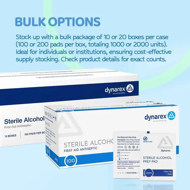 Alt view image 7 of 7 - DynaSafety Sterile Alcohol Prep Pads - Large - 70% Isopropyl Alcohol, Individually Wrapped, Soft Cleaning Wipes - 100 per Box