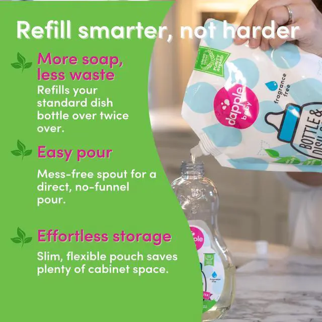 Alt view image 3 of 6 - Refill Pack Baby Bottle and Dish Liquid, Fragrance Free, 33.8 Fluid Ounce