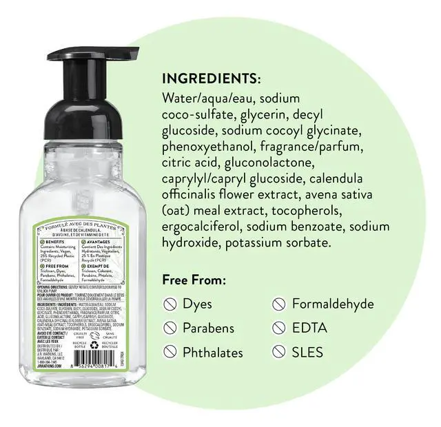 Alt view image 7 of 7 - Foaming Hand Soap with Pump Dispenser, Moisturizing Foam Hand Wash, Alcohol-Free, Cruelty-Free, Aloe et The Vert/Aloe & Green Tea, 9 fl oz, 3 Pack