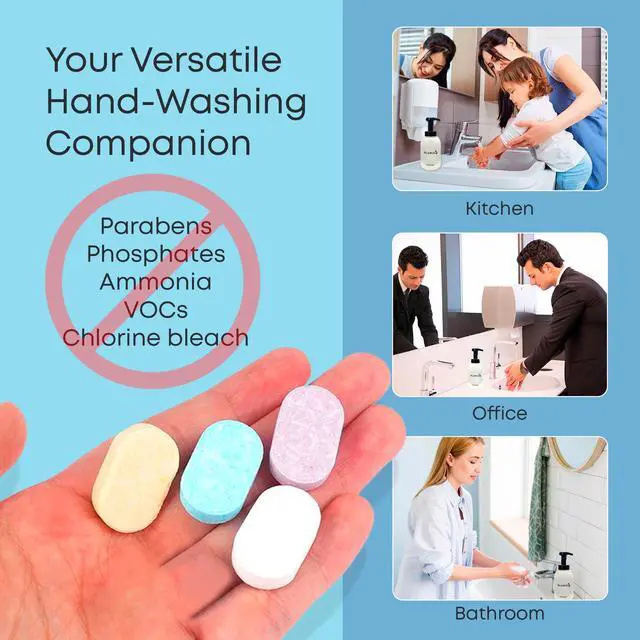 Alt view image 4 of 6 - Foaming Hand Soap Tablets Refill 6 Pack | Makes 6 x 9 fl oz | Plant-Based, Plastic-Free, Non-Toxic, Just-Add-Water Refill Tablets | Works with Any Foaming Dispenser (Lavender Scent)