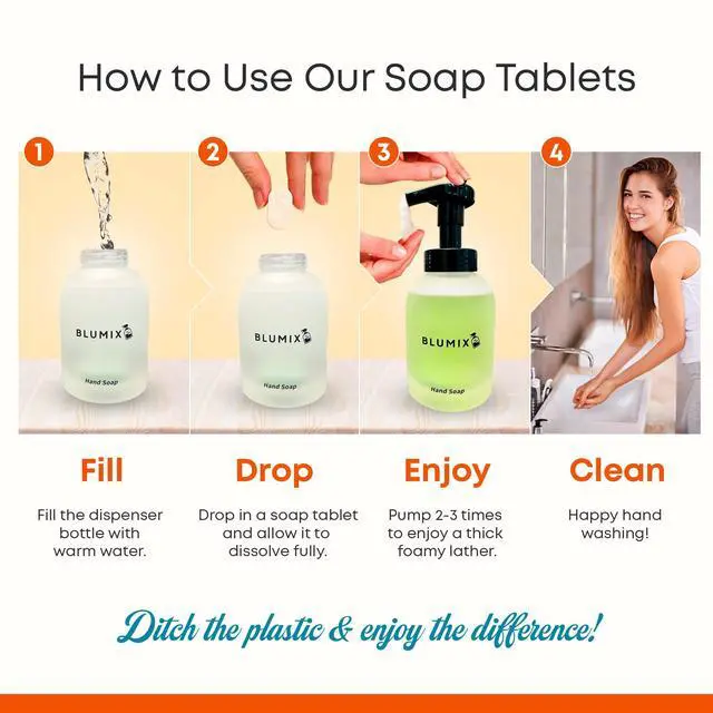 Alt view image 3 of 6 - Foaming Hand Soap Tablets Refill 6 Pack | Makes 6 x 9 fl oz | Plant-Based, Plastic-Free, Non-Toxic, Just-Add-Water Refill Tablets | Works with Any Foaming Dispenser (Lavender Scent)