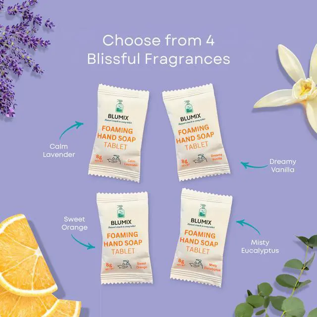 Alt view image 5 of 6 - Foaming Hand Soap Tablets Refill 6 Pack | Makes 6 x 9 fl oz | Plant-Based, Plastic-Free, Non-Toxic, Just-Add-Water Refill Tablets | Works with Any Foaming Dispenser (Lavender Scent)