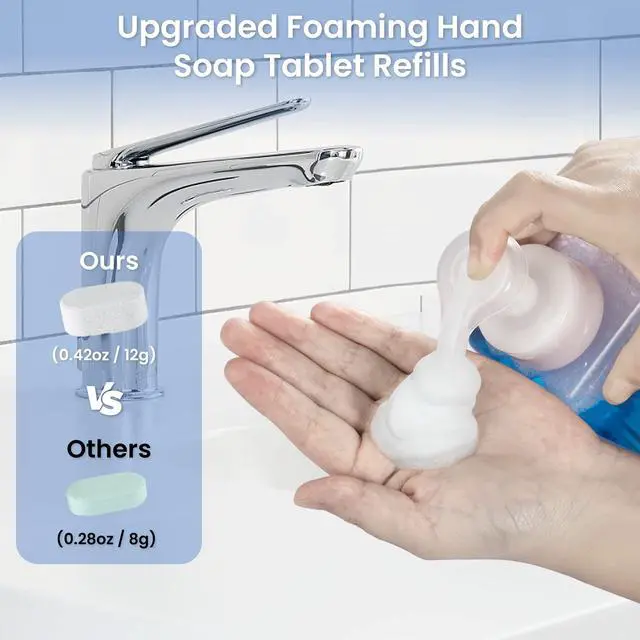 Alt view image 3 of 7 - 20 Pack Foaming Hand Soap Tablet Refills, 4 Scent, 12g Big Tablets, Makes 240 fl oz Soap Total, Eco Friendly Hand Wash Tablets Lemon, Coconut, Oceanic, Lavender Fragrance