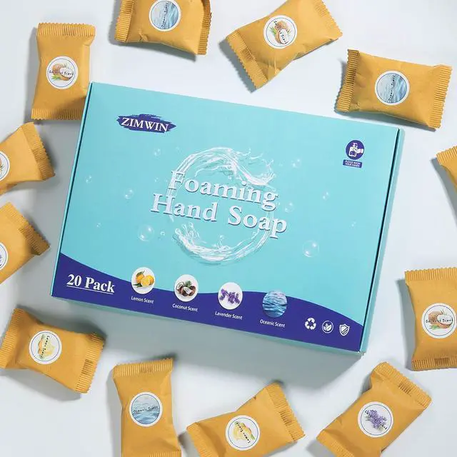 Alt view image 7 of 7 - 20 Pack Foaming Hand Soap Tablet Refills, 4 Scent, 12g Big Tablets, Makes 240 fl oz Soap Total, Eco Friendly Hand Wash Tablets Lemon, Coconut, Oceanic, Lavender Fragrance