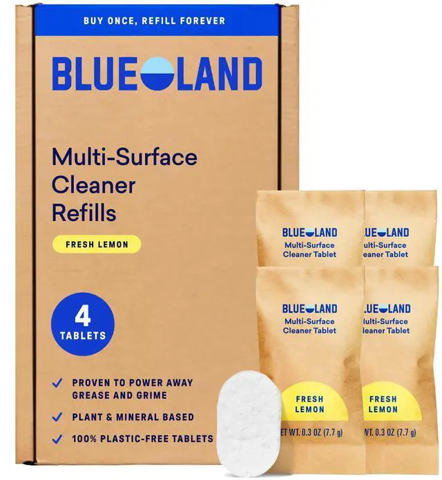 Main image of Multi-surface Cleaner, 4-Pack Refill, Fresh Lemon Scent, All-Purpose, Eco-Friendly Cleaning Supplies, 4 x 24 Fl oz