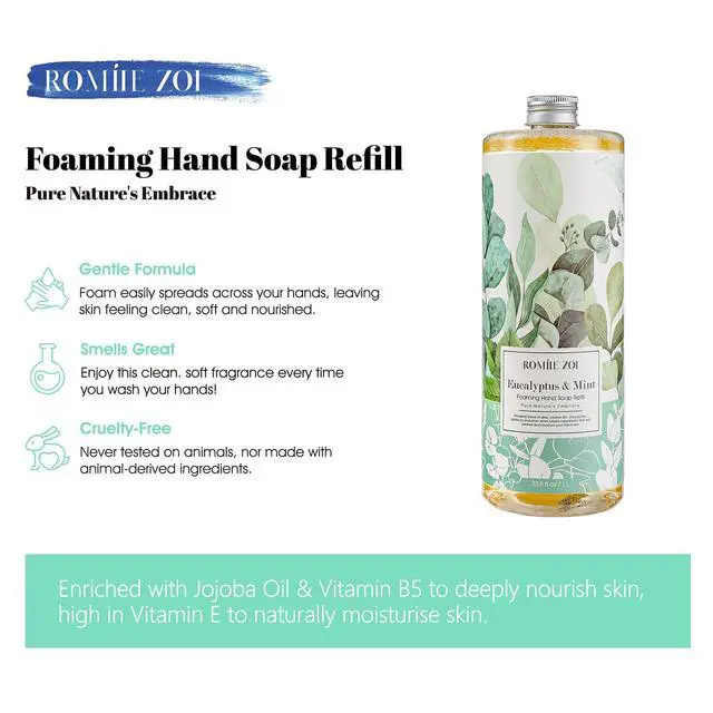 Alt view image 2 of 7 - Foaming Hand Soap Refill, Eucalyptus & Mint, Gentle & Moisturizing Formula, 1 L/ 33.8 FL OZ