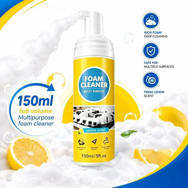 Alt view image 4 of 7 - 4-in-1 Multi-Enzyme Foam Cleaner, All-Purpose Deep Cleaning Spray, Powerful No-Rinse Foam Cleaner Multi Purpose, for Car Interior, Kitchen Grease, Bathroom Tiles (1pcs, 5 oz, standard)