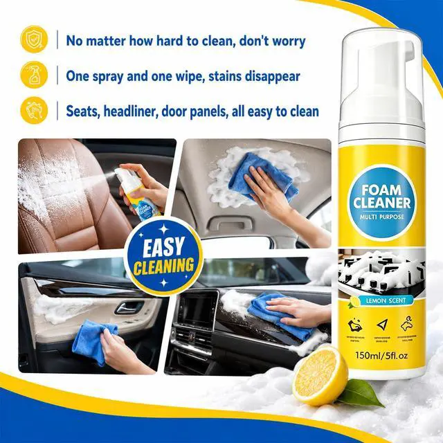 Alt view image 6 of 7 - 4-in-1 Multi-Enzyme Foam Cleaner, All-Purpose Deep Cleaning Spray, Powerful No-Rinse Foam Cleaner Multi Purpose, for Car Interior, Kitchen Grease, Bathroom Tiles (1pcs, 5 oz, standard)