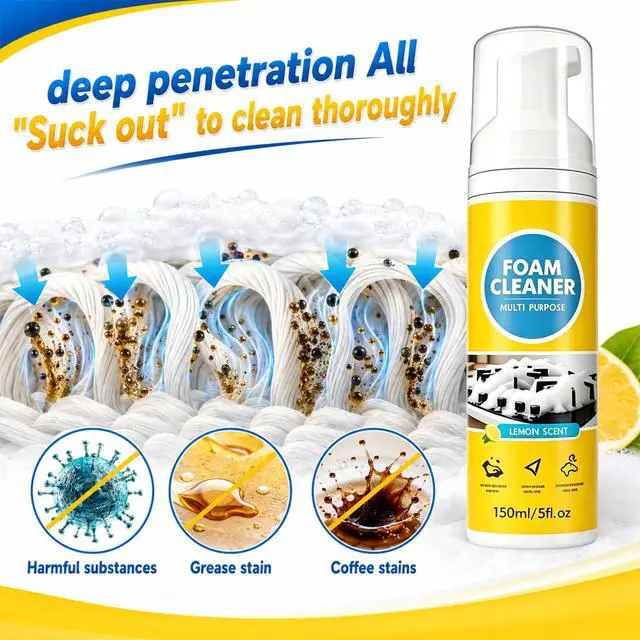 Alt view image 7 of 7 - 4-in-1 Multi-Enzyme Foam Cleaner, All-Purpose Deep Cleaning Spray, Powerful No-Rinse Foam Cleaner Multi Purpose, for Car Interior, Kitchen Grease, Bathroom Tiles (1pcs, 5 oz, standard)
