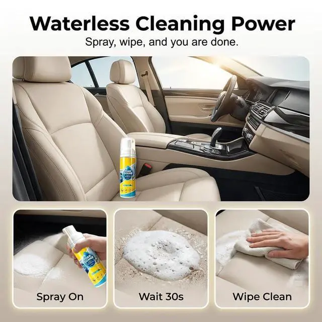 Alt view image 4 of 7 - 4-in-1 Multi-Enzyme Foam Spray Cleaner, 10OZ 2PCS Foam Cleaner Multi Purpose, New Foam No-Rinse Cleaning for Car Interior, Kitchen Grease, Bathroom Tiles, Sofa Upholstery with Lemon Fresh Scent (0A)