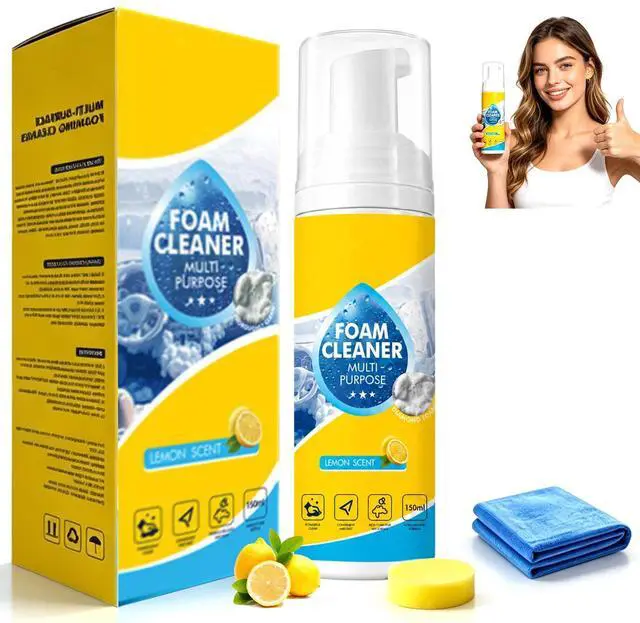Main image of 4-in-1 Multi-Enzyme Foam Cleaner, All-Purpose Deep Cleaning Spray,Powerful & Multipurpose Car Interior Foam Cleaners for Car Interior, Kitchen Grease,Sofa,Bathroom Tiles(1PC+1*Sponge+Towel)