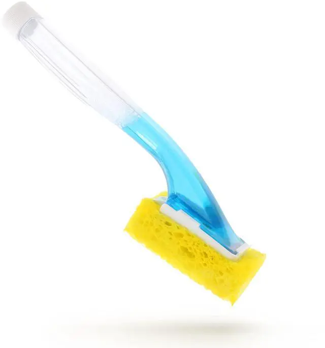 Main image of Dish Sponge w/Soap Dispenser Handle - Fillable Dish Wand for Quick, Convenient Cleaning - Easy to Refill - Built-In Scrubber for Dishes & Pans