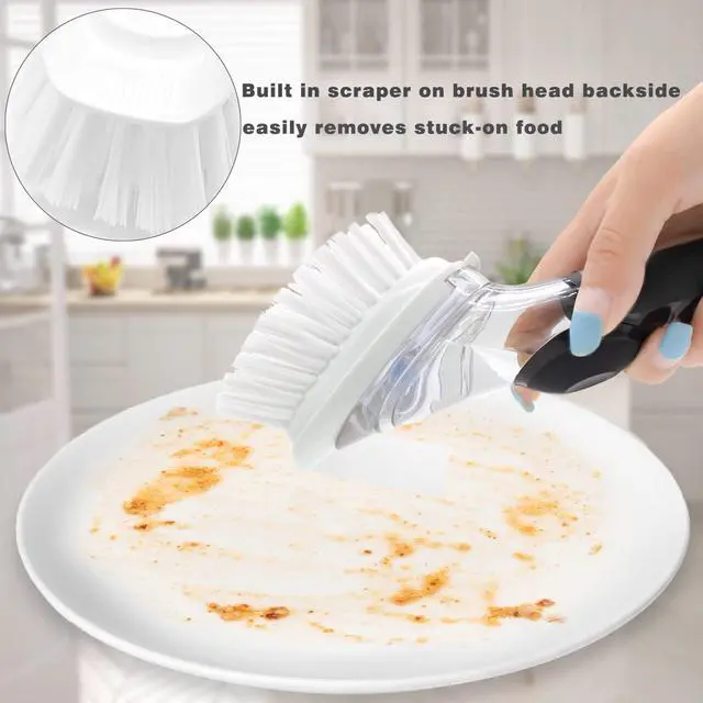 Alt view image 5 of 7 - Brush Refills for OXO Dish Brush - 4 Pack Dish Brush Cleaning Soap Dispensing Head Replacement for Scrubber (White)