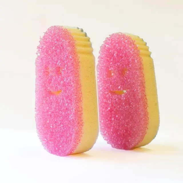 Alt view image 2 of 5 - Dish Wand Scrubbing Brush Replacement Heads, Soap Dispensing Brushes, Texture Changing Washing Up Sponges, Detachable Dish Daddy Head Sponge Refills, Pink 2 Pack