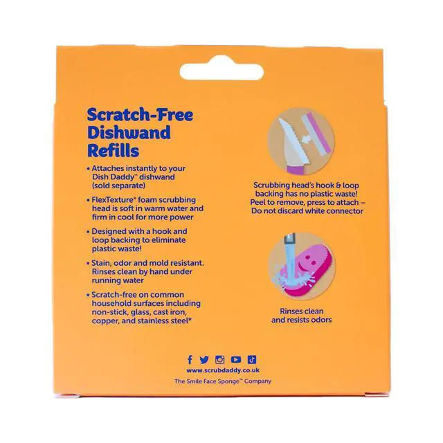 Alt view image 3 of 5 - Dish Wand Scrubbing Brush Replacement Heads, Soap Dispensing Brushes, Texture Changing Washing Up Sponges, Detachable Dish Daddy Head Sponge Refills, Pink 2 Pack