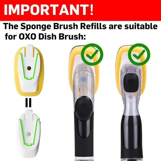 Alt view image 2 of 7 - Sponge Brush Refills for OXO Soap Dispensing Dish Brush - 4 Pack Dish Cleaning Soap Dispensing Head Replacement for Scrubber