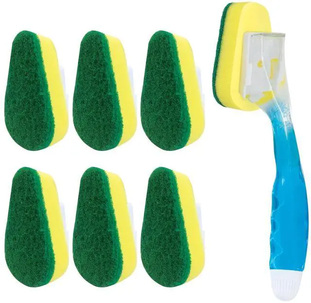 Main image of Dish Brush w/Soap Dispenser Wand, 1 Brush w/Head & 6 Refills, Absorbent Sponge Scrubber, No Leaking. Clean Dishes, Sinks and Cookware
