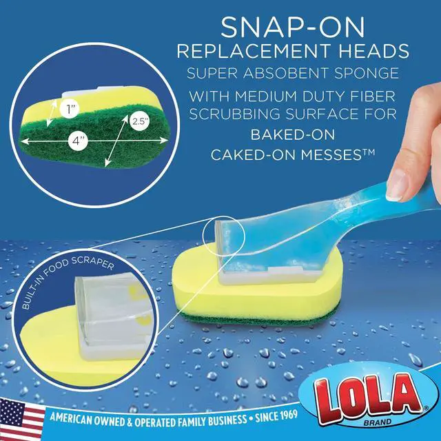 Alt view image 5 of 6 - Dish Brush w/Soap Dispenser Wand, 1 Brush w/Head & 6 Refills, Absorbent Sponge Scrubber, No Leaking. Clean Dishes, Sinks and Cookware