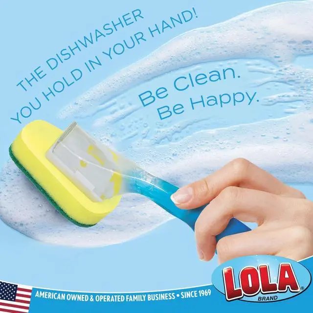Alt view image 6 of 6 - Dish Brush w/Soap Dispenser Wand, 1 Brush w/Head & 6 Refills, Absorbent Sponge Scrubber, No Leaking. Clean Dishes, Sinks and Cookware