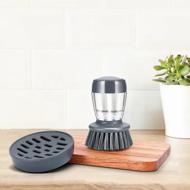 Alt view image 2 of 7 - Soap Palm Brush Storage Set, 1 Piece Kitchen Brush with Bracket for Cleaning Pots, Pans and Sinks Scrub Brush Kitchen Scrub Brush
