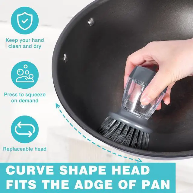 Alt view image 5 of 7 - Soap Palm Brush Storage Set, 1 Piece Kitchen Brush with Bracket for Cleaning Pots, Pans and Sinks Scrub Brush Kitchen Scrub Brush