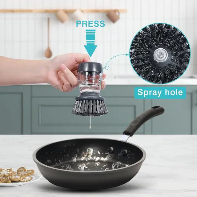 Alt view image 3 of 7 - Soap Palm Brush Storage Set, 1 Piece Kitchen Brush with Bracket for Cleaning Pots, Pans and Sinks Scrub Brush Kitchen Scrub Brush