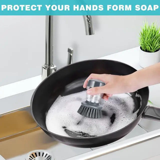 Alt view image 7 of 7 - Soap Palm Brush Storage Set, 1 Piece Kitchen Brush with Bracket for Cleaning Pots, Pans and Sinks Scrub Brush Kitchen Scrub Brush