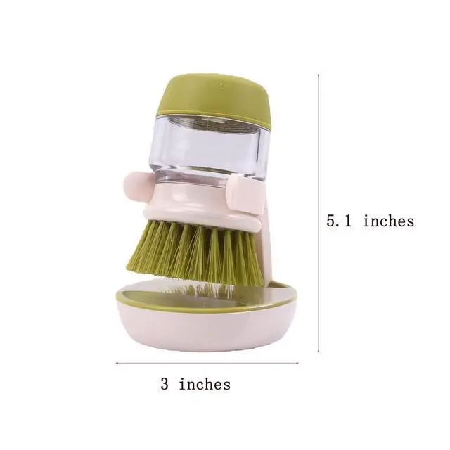 Alt view image 2 of 6 - Dish Brush with Soap Dispenser, Dishwashing Kitchen Scrub Brushes Dish Scrubber with Holder Drip Tray, for Cleaning Pan, Pot, Sink(Grey)