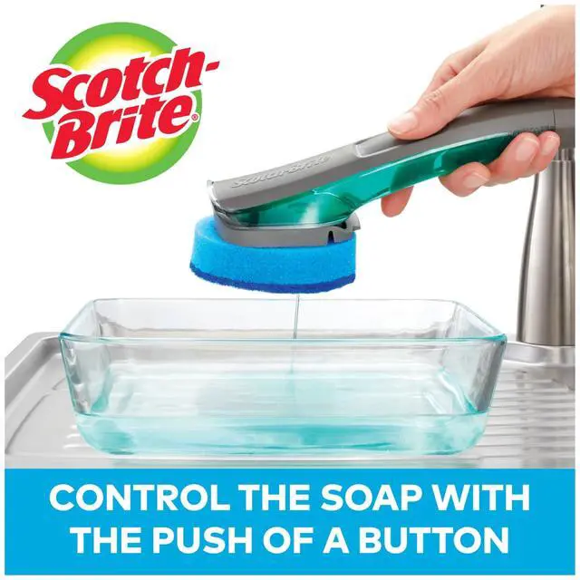 Alt view image 2 of 7 - Advanced Soap Control Non-Scratch Dishwand Kit, 1 Dish Wand & 5 Sponge Refills, Prevents Soap from Leaking, Leak-Free Guarantee, Best for Nonstick Pots and Pans, Glass, Tubs, & Showers