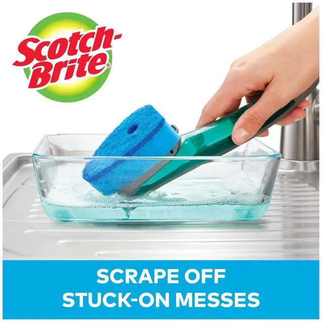 Alt view image 4 of 7 - Advanced Soap Control Non-Scratch Dishwand Kit, 1 Dish Wand & 5 Sponge Refills, Prevents Soap from Leaking, Leak-Free Guarantee, Best for Nonstick Pots and Pans, Glass, Tubs, & Showers