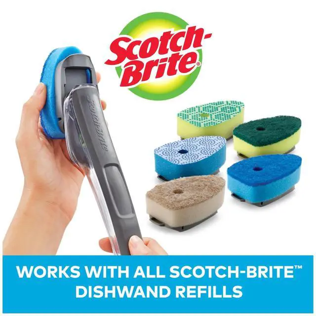 Alt view image 6 of 7 - Advanced Soap Control Non-Scratch Dishwand Kit, 1 Dish Wand & 5 Sponge Refills, Prevents Soap from Leaking, Leak-Free Guarantee, Best for Nonstick Pots and Pans, Glass, Tubs, & Showers