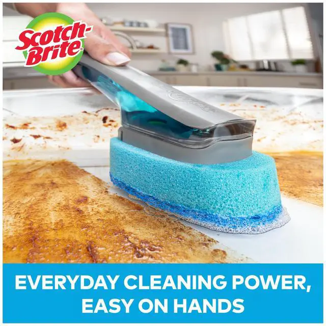 Alt view image 5 of 7 - Advanced Soap Control Non-Scratch Dishwand Kit, 1 Dish Wand & 5 Sponge Refills, Prevents Soap from Leaking, Leak-Free Guarantee, Best for Nonstick Pots and Pans, Glass, Tubs, & Showers