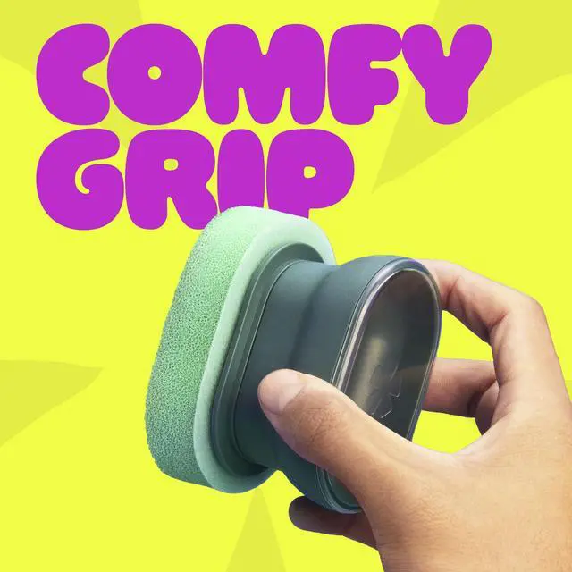 Alt view image 2 of 7 - Palm Scrubber with Drain + Dry Stand, Household and Kitchen Sponge for Washing Dishes with Comfy Grip, 1 Scrub Sponge with Soap Dispenser