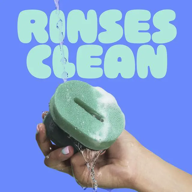 Alt view image 6 of 7 - Palm Scrubber with Drain + Dry Stand, Household and Kitchen Sponge for Washing Dishes with Comfy Grip, 1 Scrub Sponge with Soap Dispenser