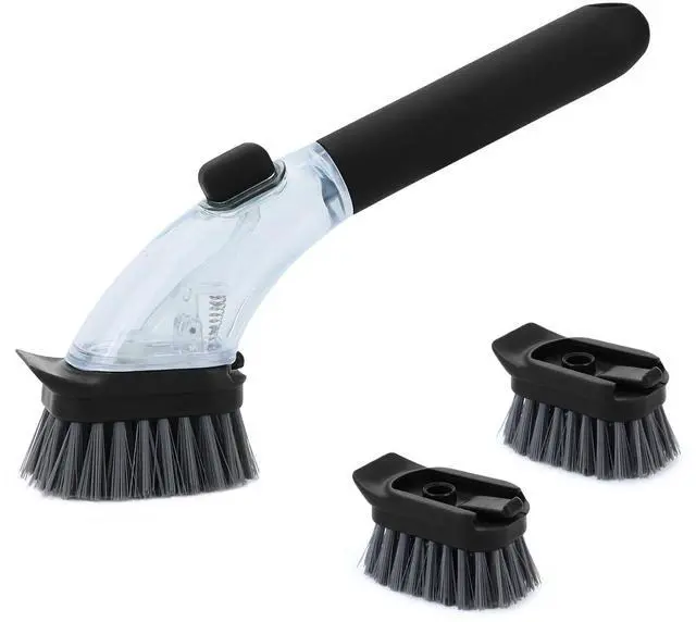 Main image of Soap Dispensing Dish Brush with Handle, Kitchen Scrub Brush for Dishes Pots Pans Sink Cleaning (Black)