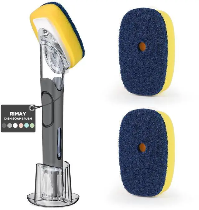 Main image of Dish Brush with Soap Dispenser Storage Set with 2 PCS Sponge Refills & Holder, Soap Dispensing Dish Brushes, Sponge with Soap Dispenser Handle, Dish Sponges with Handle for Dishes Pans Pots Sink