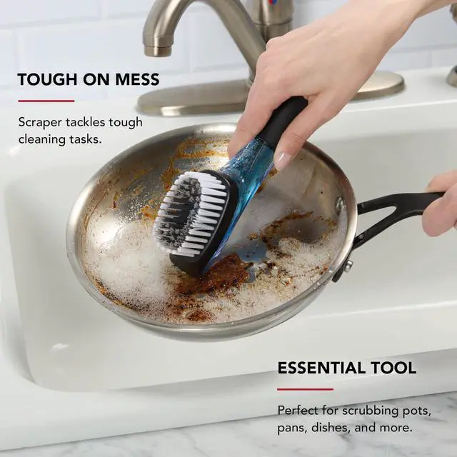 Alt view image 3 of 6 - Soap Dispensing Sink Brush with Easy to Fill Handle, Nylon Bristles for Tough Cleaning, Comfort Grip Handle for Non Slip Grip, Black